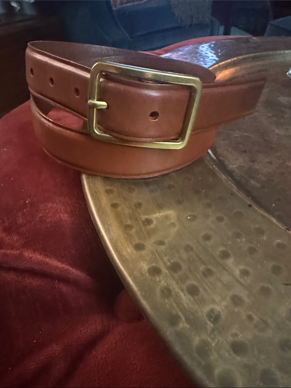 Madewell Brown Leather Belt with Brass-Tone Buckle